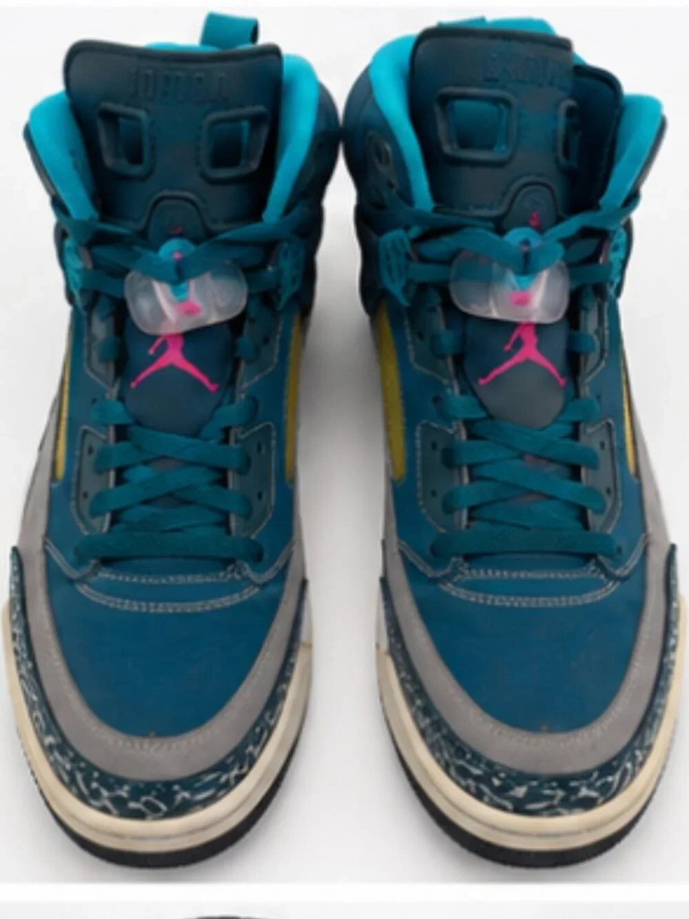 Jordan Spizike Teal Gray Pink Elephant Print Sneakers Men's Size 11
